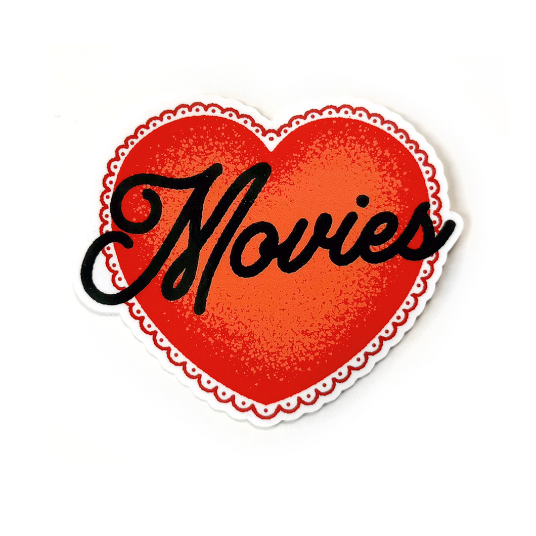 Movies retro heart sticker with scalloped edge – 3