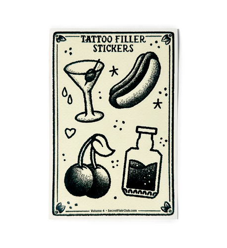Tattoo Filler Stickers - Vol. 4 - 4 x 6 - 10 Mini-decals